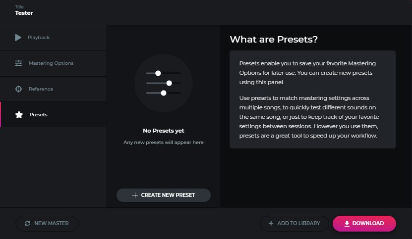 How Can I Save or Load a Mastering Option Preset? – eMastered